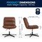 Flash Furniture Chloe Wide Mid-Back Cognac Padded LeatherSoft Armless Office Chair, Swivel Function, Black Frame CH-232196-CGN-BK-GG - alternate 5